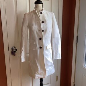 French Connection Button Down Cotton Fall Winter White Coat sz 0